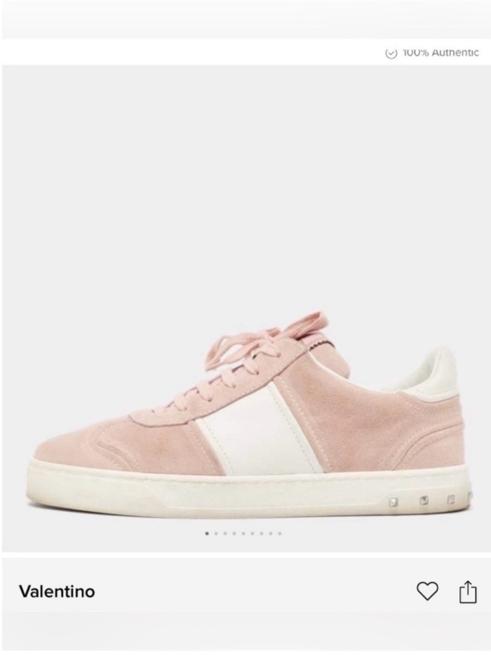 Valentino Garavani Fly Crew Suede Rockstud Lowtop Sneakers Blush Beige 44.5 Mens